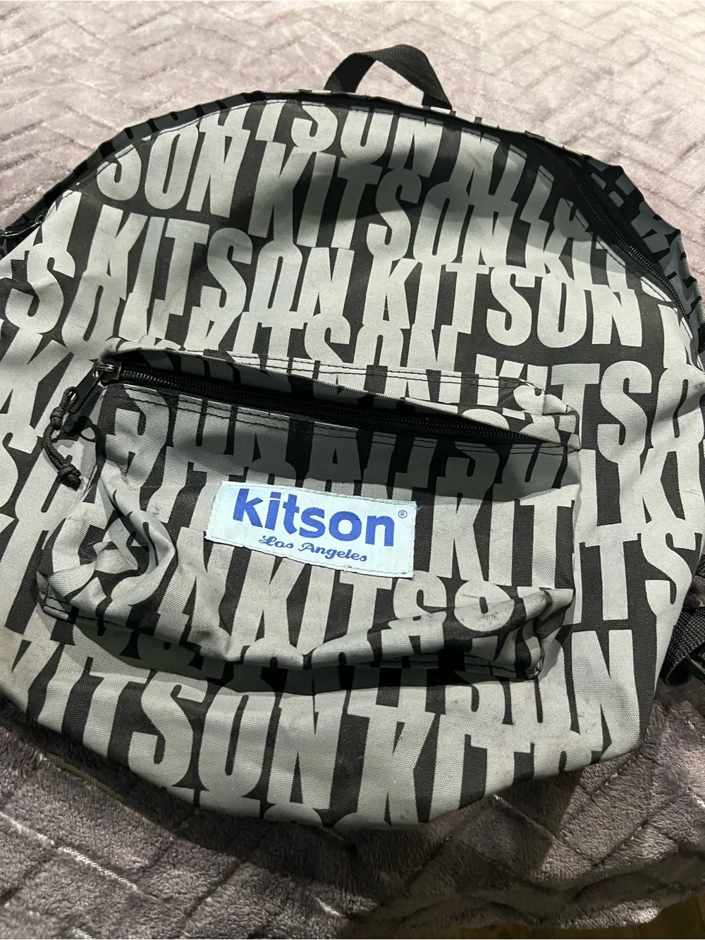 used kitson Black and Gray Logo Kids Backpack